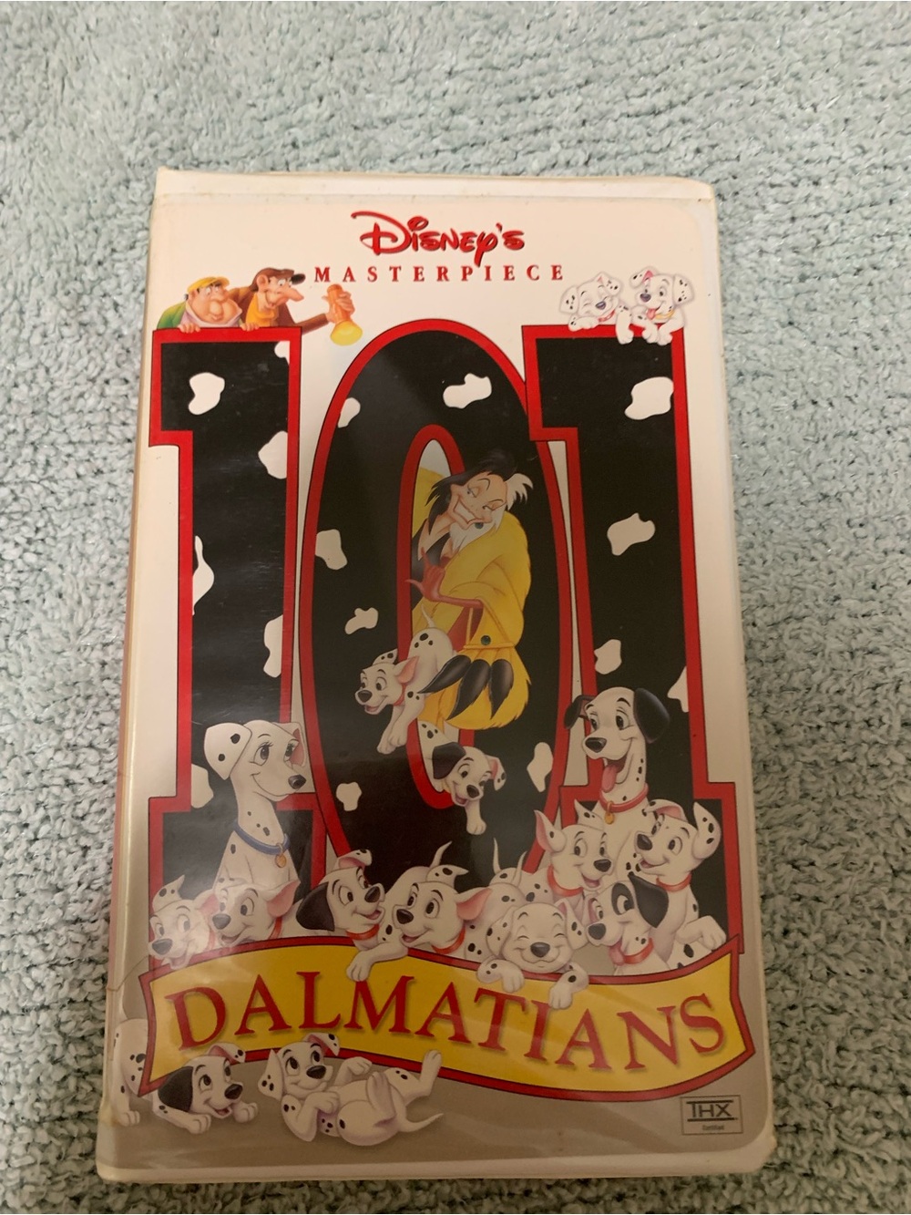 Disney 101 Dalmatians VHS Artwork — White, Black, Red, Yellow
